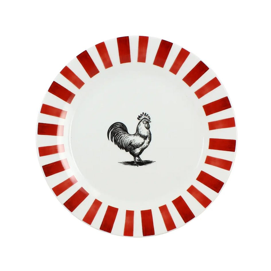 'Cocorico' Rood-Wit Dinerbord - SuperMatique - SuperMatique