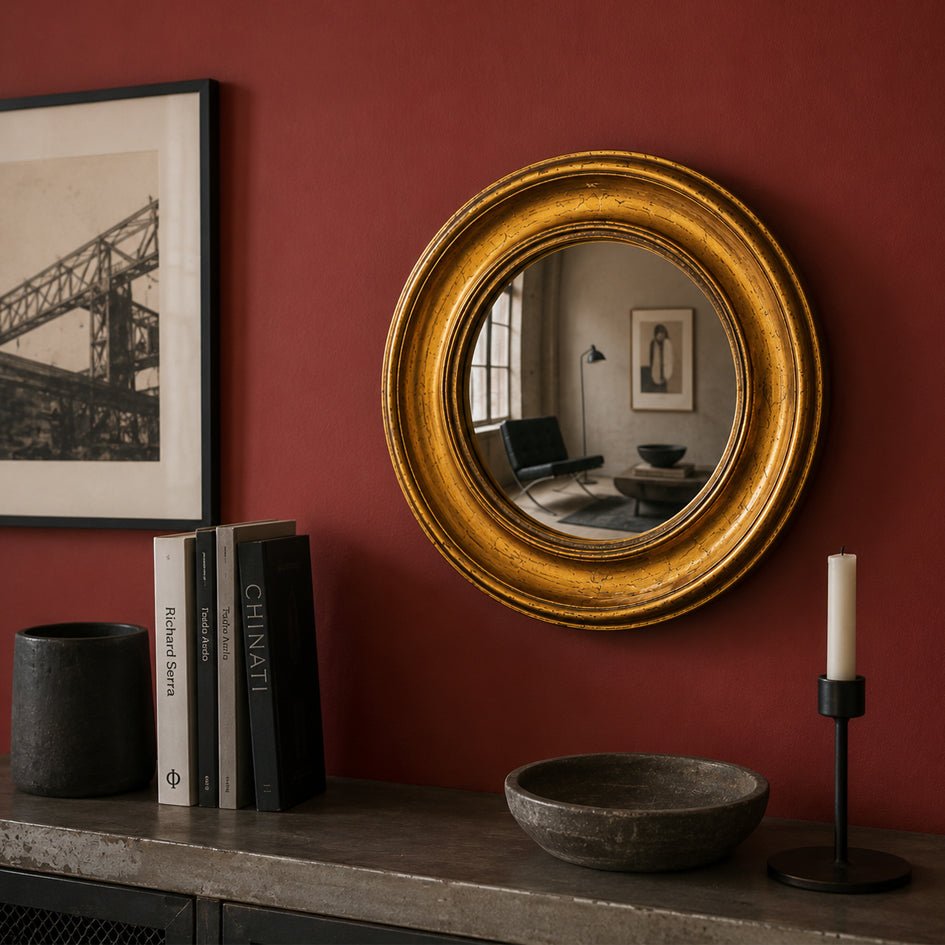 Convexe Spiegel Antiek Gouden Lijst Medium / MK38 -SuperMatique - SuperMatique