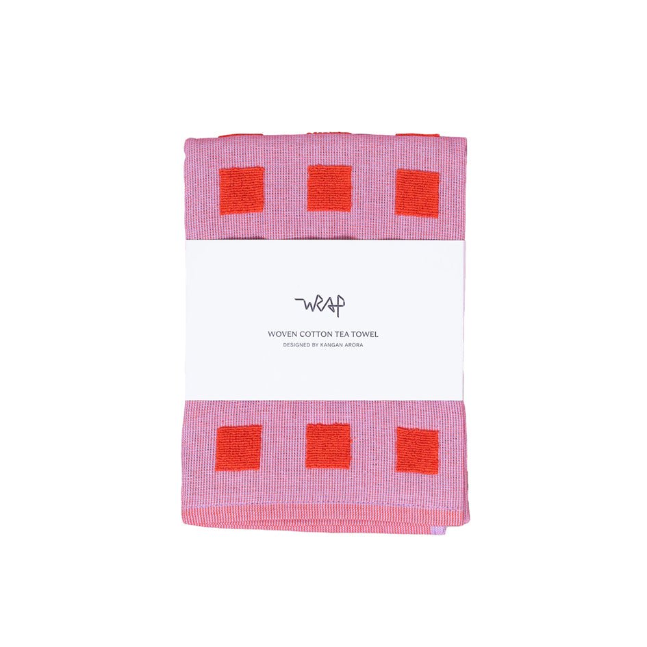 Geruite Grafische Theedoek Oranje Rose - Wrap - SuperMatique