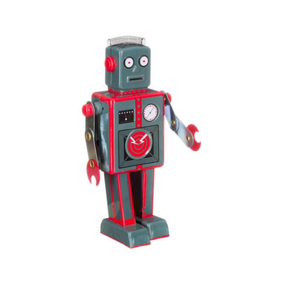 Robot Spiraal Haar Grijs met Rood - SuperMatique