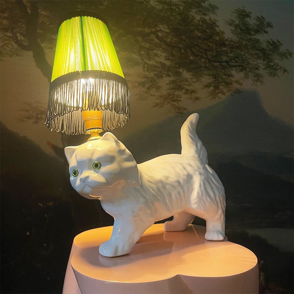 Vintage Decoratieve Lamp Wit Poesje - t.i.p. Lights - SuperMatique