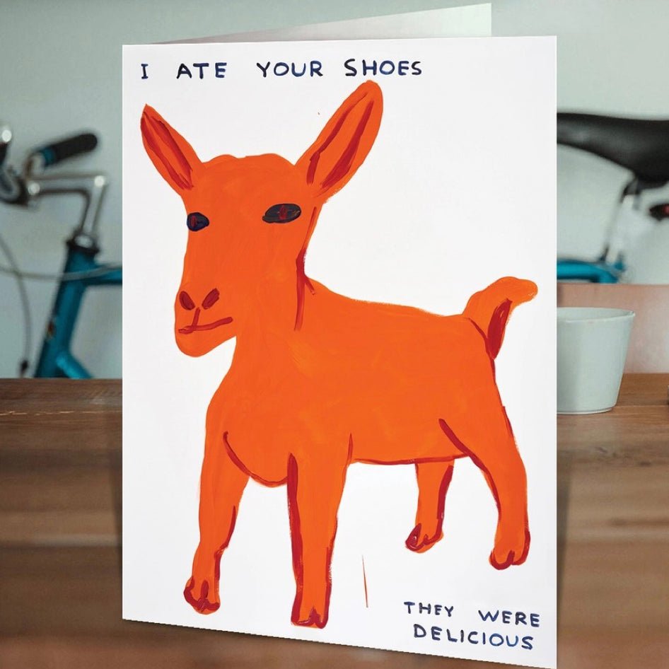 Wenskaart "Ate Your Shoes" - David Shrigley x Brainbox Candy - SuperMatique