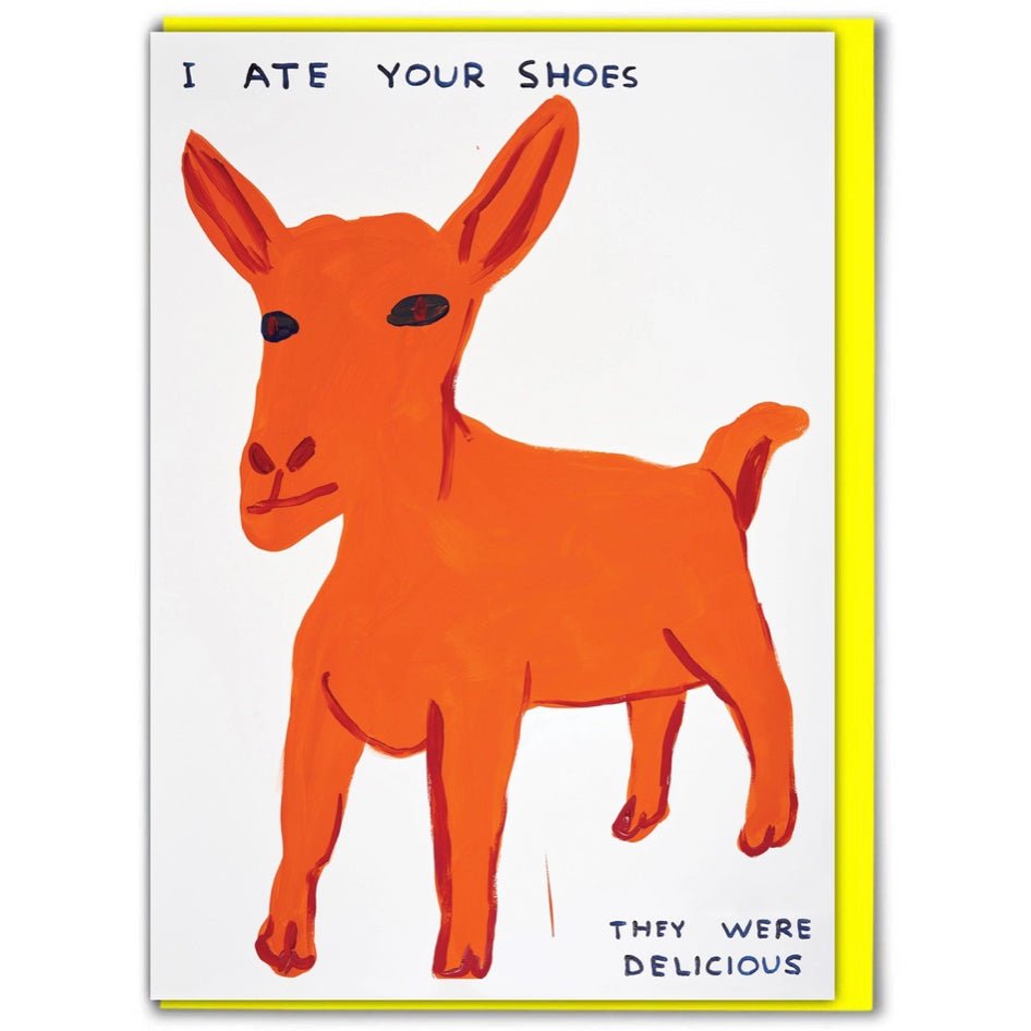 Wenskaart "Ate Your Shoes" - David Shrigley x Brainbox Candy - SuperMatique