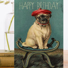 Wenskaart Pug on Stool 'Happy Birthday' - Madame Treacle - SuperMatique