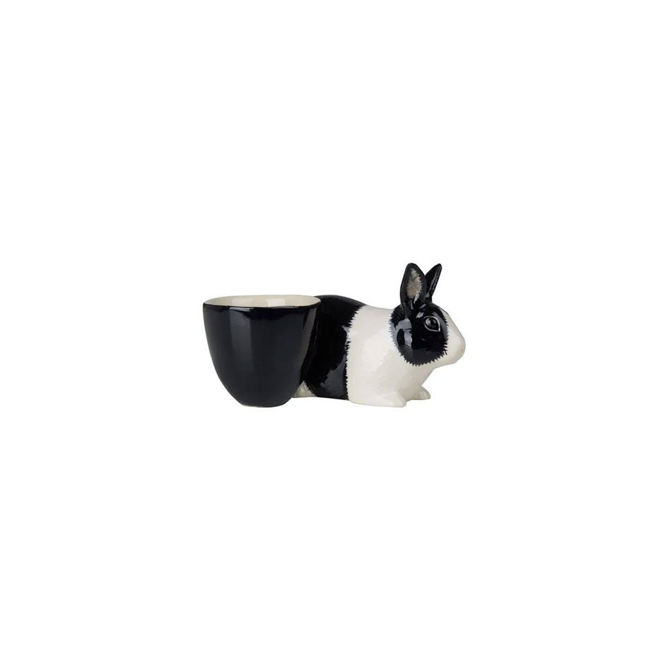 Zwart - Wit Konijn met Eierdopje - Quail Ceramics - SuperMatique