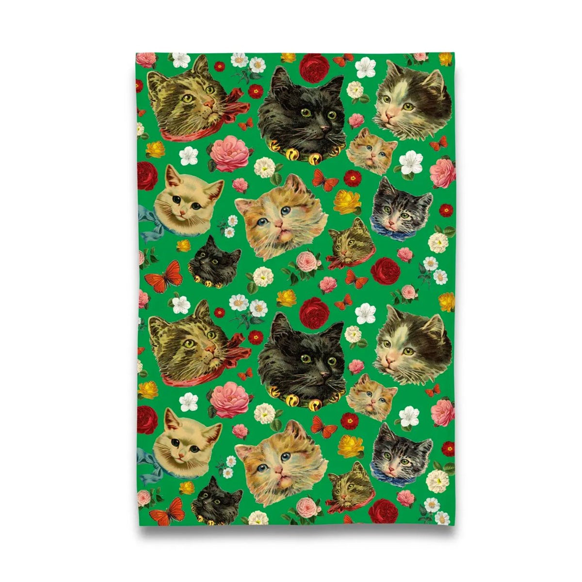 'Kitschy Kitty' theedoek met bloemen - SuperMatique