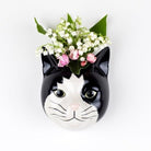 Zwart-witte Kat Barney Wandvaas Quail Ceramics - SuperMatique