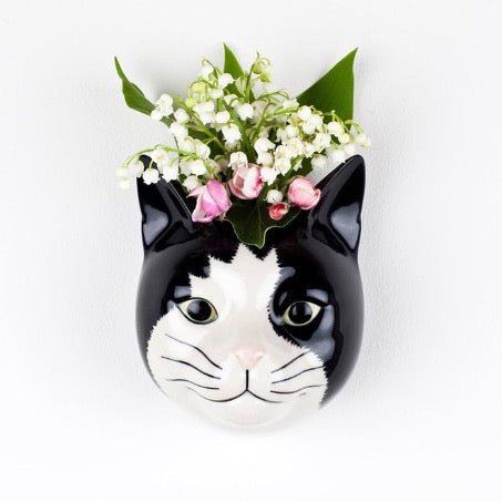Zwart-witte Kat Barney Wandvaas Quail Ceramics - SuperMatique